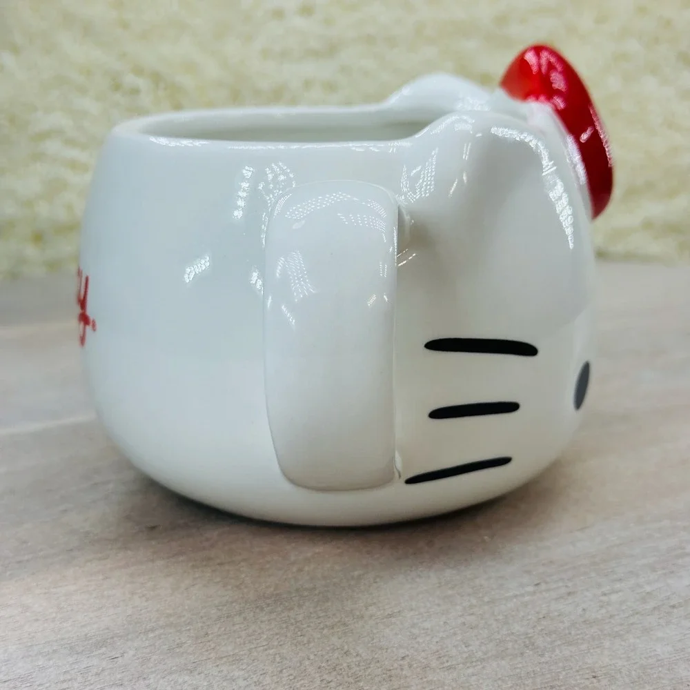 Hello Kitty 3D Sculpted Ceramic Mug Silver Buffalo Sanrio White Red SMGKTY2323 - Picture 9 of 15